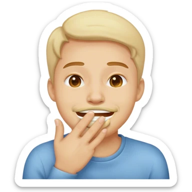 giggling and covering their mouth sticker