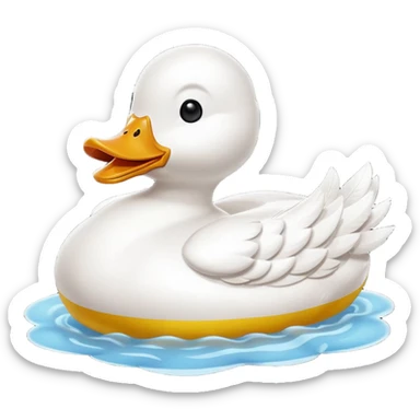 A duck wearing a rubber duck floaty sticker