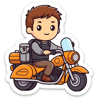 Brown hair guy on a motorcycle sticker