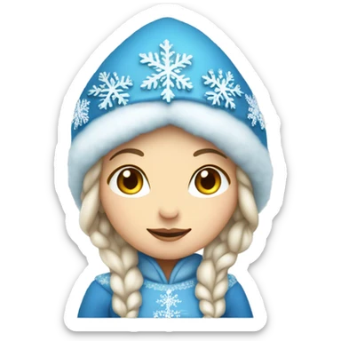 Snow Maiden girl in a blue dress lush warm and kokoshnik sticker