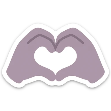 dull purple heart hands icon, hands forming a heart shape, muted purple tones, simple and friendly sticker