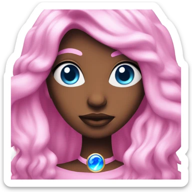magical diva with thin pink andromedan skin long hair and blue eyes glowing third eye sticker