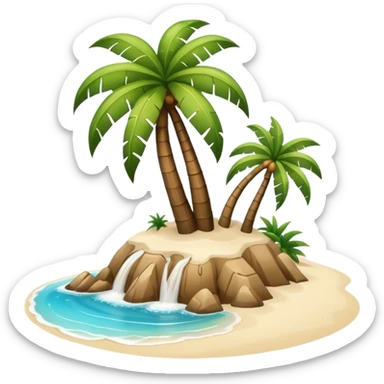 island with a coconut tree and beach sticker