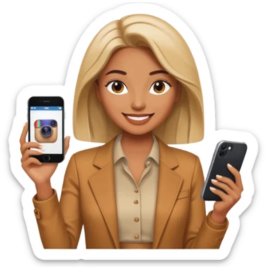 una señora entrando a mi  Instagram  para promocionar mi marca sticker