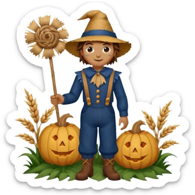 The Scarecrow from The Land of Oz with dark blue outfit sticker