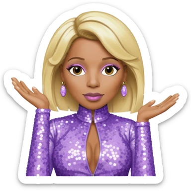 Mary J Blige with blonde hair, lilac sequin outfit sticker