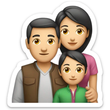 Familia hombre latino, mujer china y niño sticker