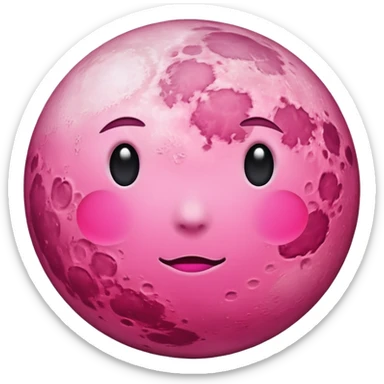 a pink full moon without the facial features sticker