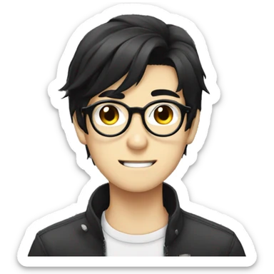 Anime Boy with glasses and black hair sticker