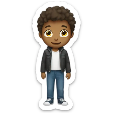 A boy puts his hand on his waist sticker