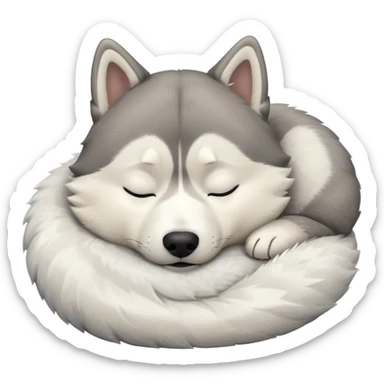 husky dog sleeping  sticker