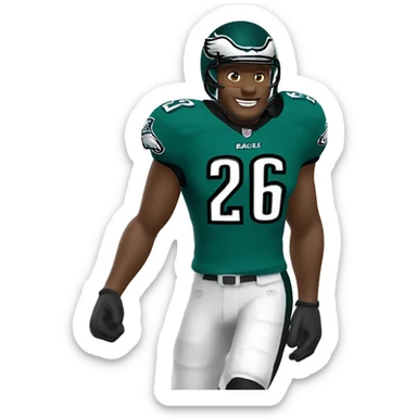 philadelphia eagle player football number 26 jumping kelly green sticker