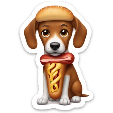 Do a dog in a hotdog costume  sticker