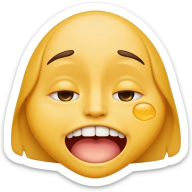 Normal emoji face but he is braindead. eyelids drooping, jaw hanging slightly open and drooling sticker