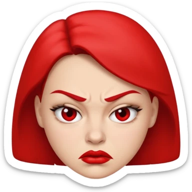 Cocuette angry face with furrowed brows sticker