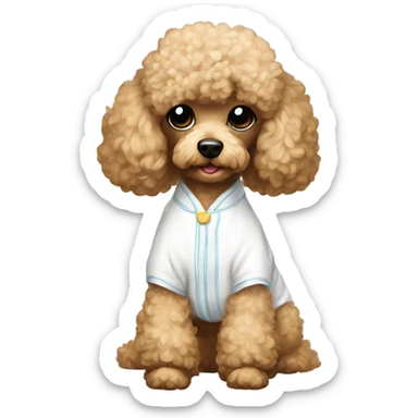 toy poodle wearing white pjs sticker