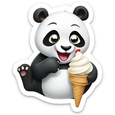 Panda eating ice cream on the beach sticker
