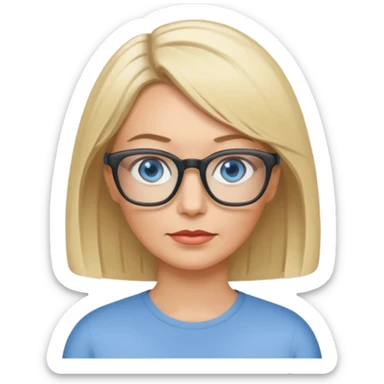 white woman blue eyes glasses middle aged blonde bob sticker