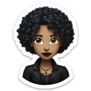 Goth woman with curly hair sticker