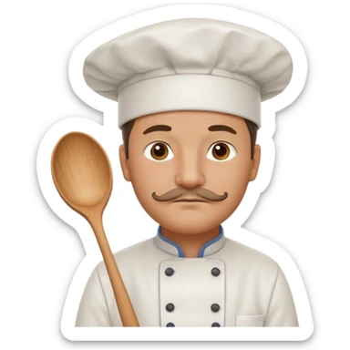 Est-ce que tu peux me faire un chef cuistot qui ressemble à Philippe Etchebest et qui est devant un restaurant?  sticker