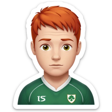 irish rugby player with very short red hair sticker