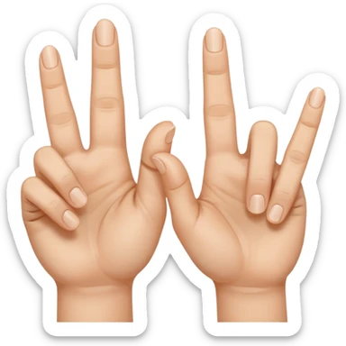 Fais-moi demain coller les unes à côté des autres. La première main gauche le pouce, l’index, majeur sont levé alors que l’annulaire et auriculaire sont repliés. Reproduit la même chose pour la main droite. sticker