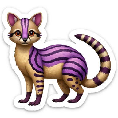 Purple red striped spotted dotted flecked exotic patterned tribal Numbat-Civet-Genet-Caracal-Cheetah-fusion (full body) sticker