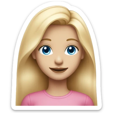 smiling girl with long blonde hair with blue eyes and pink lips sticker