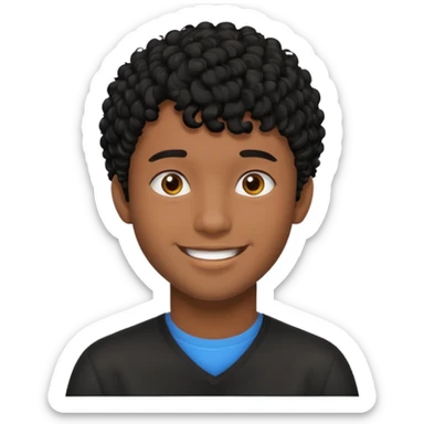 Young man with black curly hair fringe Haircut and dark skin sticker
