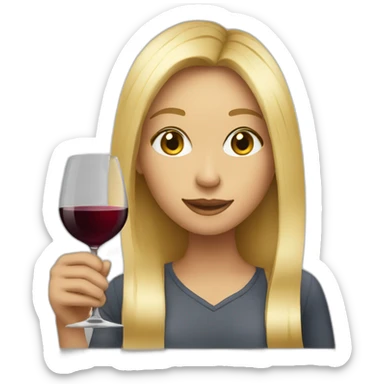 blonde girl with wine sticker