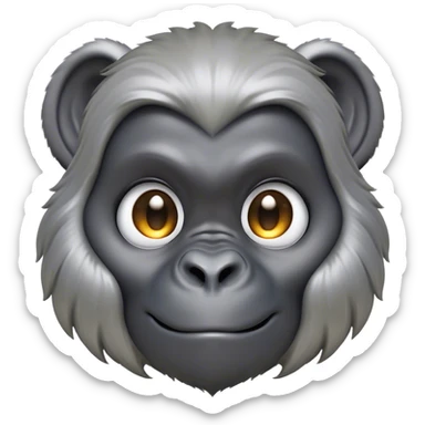 Cinematic Cute mountain Gorilla Portrait Emoji, Head tilted playfully and inquisitively, with a robust build accented by a striking silver mane and round, sparkling eyes full of gentle charm, Simplified yet irresistibly adorable features, highly detailed, glowing with a warm, friendly jungle glow, high shine, affectionate and lively, stylized with a touch of endearing primate whimsy, soft glowing outline, capturing the essence of a mischievous yet loving mountain that feels like it could lumber out of the screen into your arms! sticker