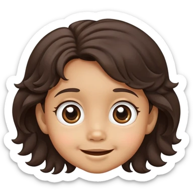 cute smiling toddler face with big eyes, medium skin tone, and dark wavy hair sticker