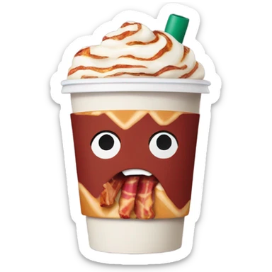 Cute Starbucks cup with hands holding a piece of bacon sticker