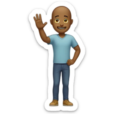 He raises his hand in greeting as he leaves sticker