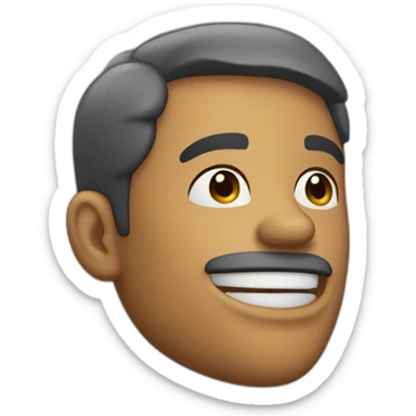 an emoji of a man showing off his chiseled jawline with his finger, mouth closed sticker