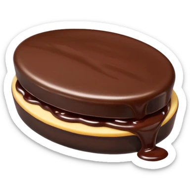 Chocolate covered Baltic curd snack with jam sticker
