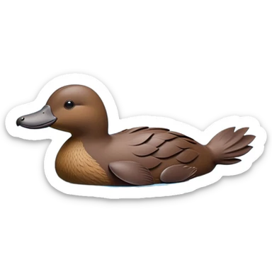 cinematic-platypus-realistic-full-body-floating-emoji,-streamlined-brown-body-gliding-through-calm-river-waters,-wide-duckbill-tipped-up-curiously,-webbed-paws-paddling-gently,-dense-water-resistant-fur-slick-and-shimmering,-flat-tail-rippling-the-water’s-surface,-simplified-yet-realistic-focused-features,-highly-detailed,-glowing-with-an-earthy-wet-radiance sticker