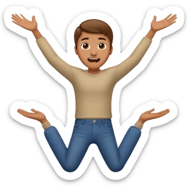 Guy emoji with hands up and out saying why with his pants by his ankles sticker