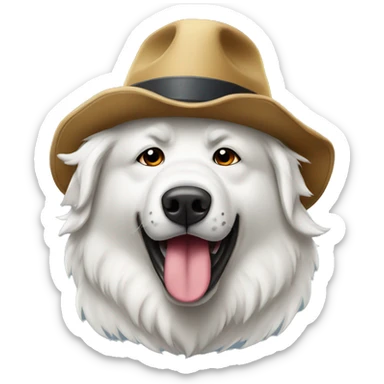 Angry Great Pyrenees in a hat sticker