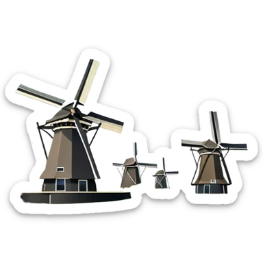 cinematic-realistic-kinderdijk-windmills-landmark-emoji,-showcasing-traditional-dutch-windmills-aligned-along-a-tranquil-canal,-with-lush-green-fields in a picture frame sticker