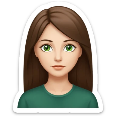 pretty middle age woman with green eyes and long straight ash-brown hair  sticker