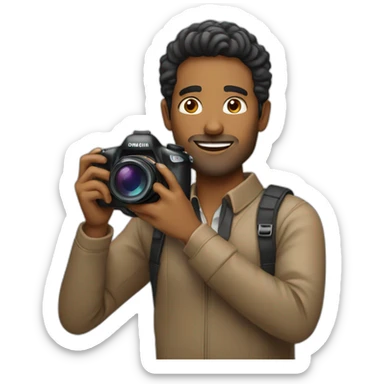 A brown man with a camera taking a photo sticker