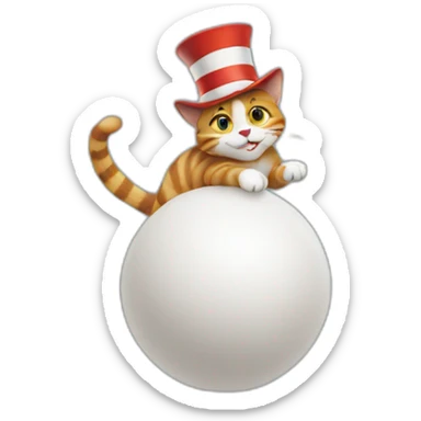 cat in the hat balancing on a ball sticker