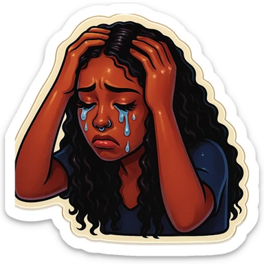 sad Tears rolling down face 
Mouth Pout
hands on head 
head down
 sticker