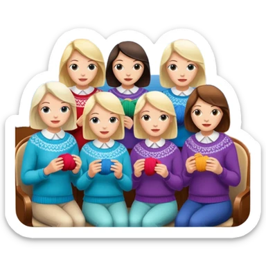 5 white ladies knitting on a cruise ship sticker