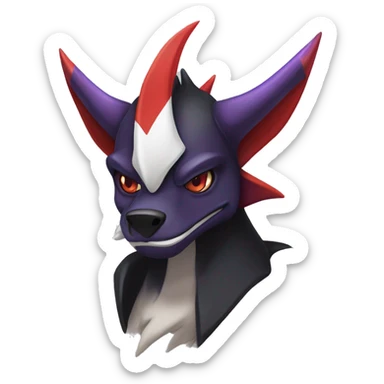 Black Cool Edgy Nargacuga-Houndoom-Garchomp-Noivern Fakémon  with White and Red and purple and black Edgy markings sticker