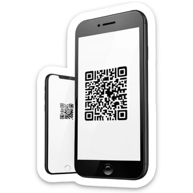 smartphone with QR code displayed on screen sticker
