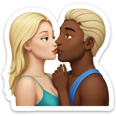 Indian man kisses blonde white woman sticker