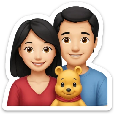 Husband and wife Winnie the Pooh and Asian girlfriend sticker