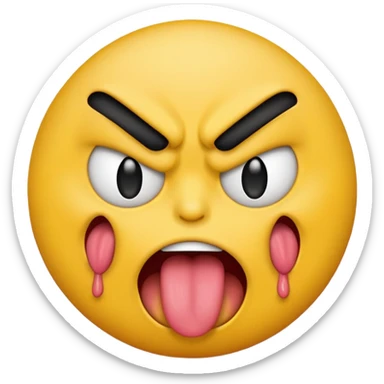 an angry emoji with his tounge sticking out sticker